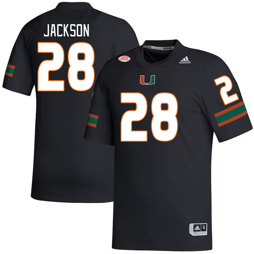 #28 Michael Jackson Miami Hurricanes Jerseys Football Stitched-Black